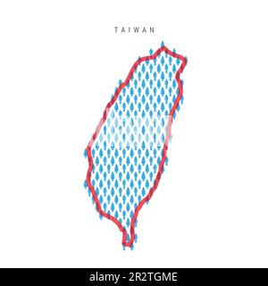 Carte de la population de Taïwan. Figurines carte taïwanaise avec bordure rouge translucide en gras. Modèle d'icônes hommes et femmes. Vecteur isolé il Illustration de Vecteur