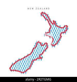 Carte de la population de la Nouvelle-Zélande. Figurines Kiwi People avec bordure rouge translucide et audacieuse. Modèle d'icônes hommes et femmes. Vecteur isolé il Illustration de Vecteur