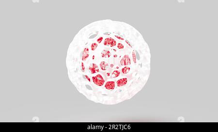 Blanc et rouge verre sphère fullerènes intro 3D rendu Banque D'Images