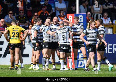 Castleford, Angleterre - 21st mai 2023 - Josh Griffin, du FC Hull, célèbre le Try. Coupe du défi Betfred de la Ligue de rugby, Castleford Tigers vs Hull FC au stade de la mend-A-loose, Castleford, Royaume-Uni Credit: Dean Williams/Alay Live News Banque D'Images