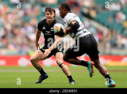 Leroy carter en Nouvelle-Zélande lors du match 34 de la série HSBC World Rugby Sevens au stade Twickenham, Londres. Date de la photo: Dimanche 21 mai 2023. Banque D'Images