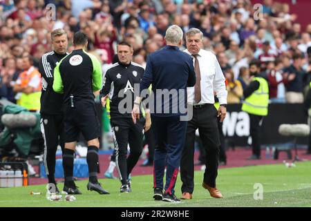 Stade de Londres, Londres, Royaume-Uni. 21st mai 2023. Premier League football, West Ham United contre Leeds United ; le responsable du match post-match se met en relation avec Sam Allardyce, le Manager de Leeds United, et David Moyes, le Manager de West Ham United. Crédit : action plus Sports/Alamy Live News Banque D'Images