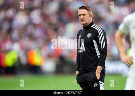 Londres, Royaume-Uni. 21st mai 2023. L'entraîneur de Leeds United Robbie Keane à temps plein. Match de la Premier League, West Ham Utd / Leeds Utd au stade de Londres, parc olympique Queen Elizabeth à Londres, le dimanche 21st mai 2023 . Cette image ne peut être utilisée qu'à des fins éditoriales. Usage éditorial seulement photo de Lewis Mitchell/Andrew Orchard sports photographie/Alamy Live News crédit: Andrew Orchard sports photographie/Alamy Live News Banque D'Images