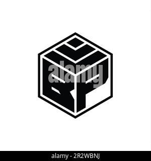 Logo BP monogramme avec modèle de conception de contour isolé de forme géométrique hexagonale Banque D'Images
