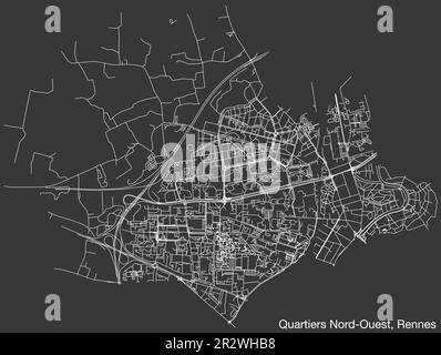 Plan des rues du QUARTIER NORD-Ouest, RENNES Illustration de Vecteur