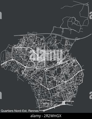 Carte des rues du QUARTIER NORD-est de RENNES Illustration de Vecteur