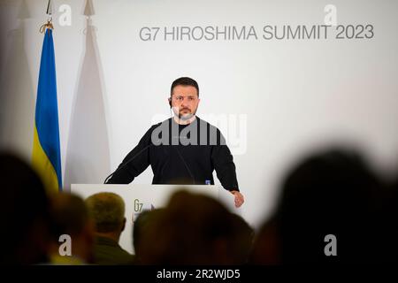 Ukraine le président Zelinsky rencontre G7 dirigeants mondiaux et appelle au soutien et à l'aide militaire dans la guerre de son pays avec Poutine et la Russie. Banque D'Images