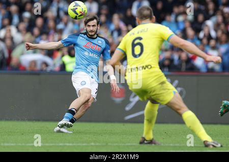 Naples, Italie. 21st mai 2023. Khvicha Kvaratskhelia de la SSC Napoli pendant la série Un match de football entre la SSC Napoli et le FC Internazionale au stade Diego Armando Maradona à Naples (Italie), 21 mai 2023. Credit: Insidefoto di andrea staccioli/Alamy Live News Banque D'Images