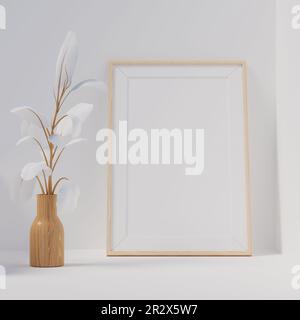Cadre de maquette en gros plan sur l'arrière-plan intérieur de la maison. 3d rendu Banque D'Images
