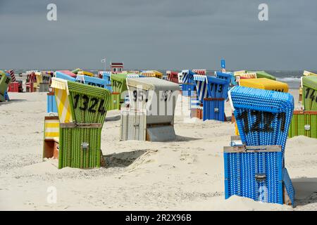 Plage de Langeoog, îles de la Frise orientale, Basse-Saxe, Allemagne Banque D'Images