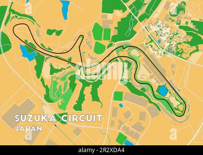 Japon Suzuka carte du circuit art Illustration de Vecteur