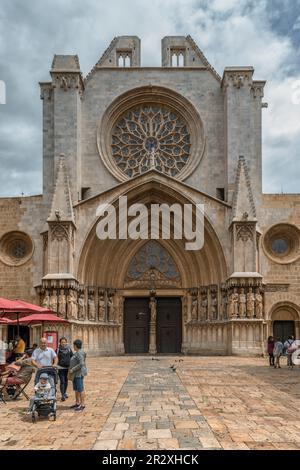 Cathédrale Basilique Metropolitan et primat de Santa Tecla la plus grande de Catalogne dans le style gothique précoce dans la ville de Tarragone, Catalogne, Espagne, Banque D'Images