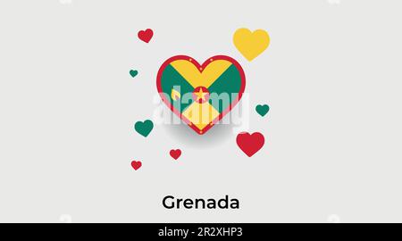 Grenade coeur de pays. Love Grenade drapeau national illustration de vecteur Illustration de Vecteur