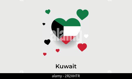 Koweit Country Heart. Illustration vectorielle du drapeau national du Koweït Illustration de Vecteur