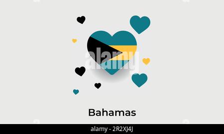 Bahamas pays coeur. Illustration vectorielle drapeau national des Bahamas Illustration de Vecteur