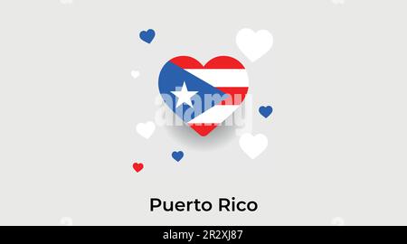 Porto Rico pays coeur. J'adore l'illustration du vecteur du drapeau national de Porto Rico Illustration de Vecteur