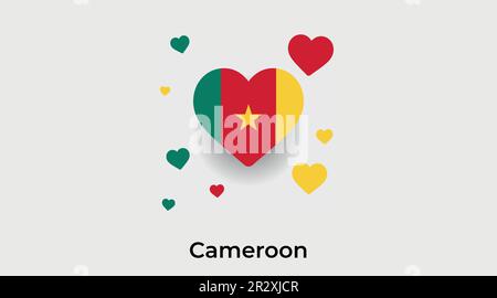 Cameroun coeur de pays. Illustration vecteur drapeau national Cameroun d'amour Illustration de Vecteur