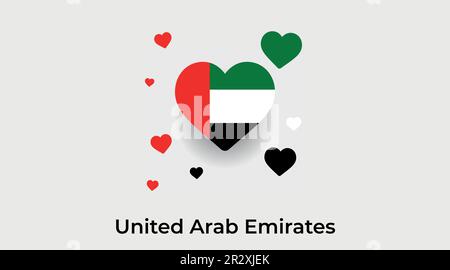 Emirats Arabes Unis coeur de pays. Love illustration du vecteur du drapeau national des Émirats arabes Unis Illustration de Vecteur