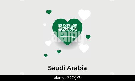 Arabie Saoudite cœur pays. J'adore l'illustration du vecteur du drapeau national de l'Arabie Saoudite Illustration de Vecteur