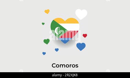 Comores pays coeur. Illustration vecteur drapeau national des Comores Illustration de Vecteur