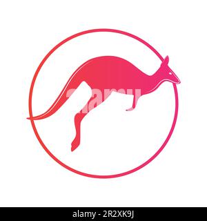 Illustration vectorielle du modèle du logo Kangaroo Jumping à l'intérieur d'une forme d'anneau. Illustration de Vecteur