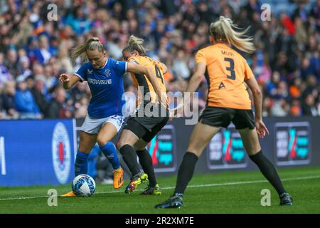 Glasgow, Royaume-Uni. 21st mai 2023. Glasgow City remporte un seul but, marqué par Laura Davidson (Glasgow City, 14) pour remporter le championnat et leur titre écossais 16th. La note finale des Rangers 0 - 1 Glasgow City, a pris le titre de Rangers, les champions précédents. Le but, marqué en plus de temps, a suffi à empêcher le Celtic, qui jouaient les cœurs à Parkhead et gagnaient 2 - 0, des dépasser au sommet de la ligue. Crédit : Findlay/Alay Live News Banque D'Images