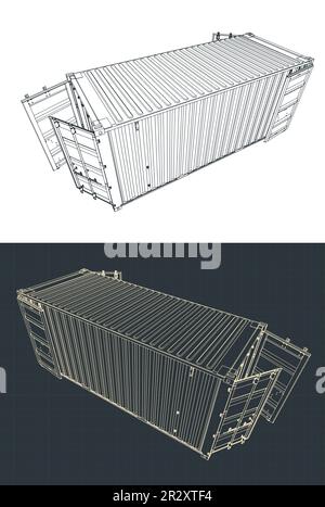 Illustrations vectorielles stylisées de dessins d'un conteneur de cargaison Illustration de Vecteur