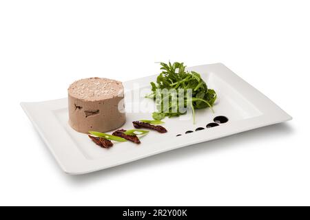 pâté de foie sur une plaque blanche Banque D'Images