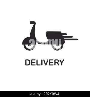 Livraison express à moto. Logo noir Motorcicle. Icône de service d'expédition rapide. Illustration vectorielle isolée sur fond blanc. Illustration de Vecteur