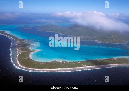 Bora Bora avec lagune, vue aérienne, Tahiti et ses îles, Polynésie française, Océan Pacifique Banque D'Images