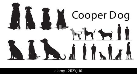 Un ensemble d'illustrations vectorielles pour chien Silhouette Cooper. Illustration de Vecteur