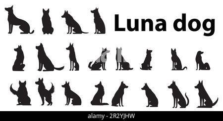 Une silhouette noire de vecteur Luna Dogs. Illustration de Vecteur