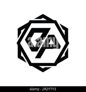 Logo BP monogramme forme hexagonale avec modèle géométrique abstrait à contour isolé Banque D'Images