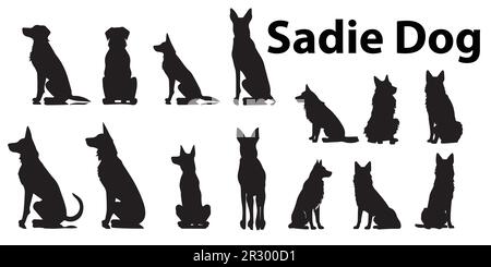 Ensemble d'illustrations vectorielles Silhouette Sadie Dog. Illustration de Vecteur