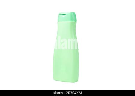 Produits de soin du corps de bouteille de couleur verte isolés sur fond blanc Banque D'Images
