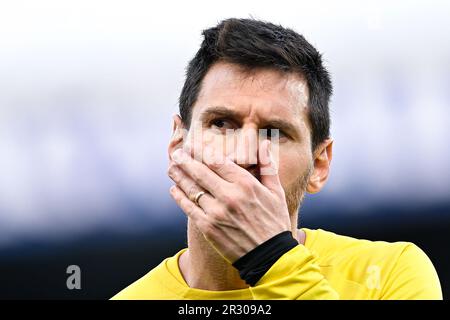 Paris, France. 21st mai 2023. Leo Lionel Messi lors du match de football de la Ligue 1 entre AJ Auxerre (AJA) et Paris Saint Germain (PSG) sur 21 mai 2023 au Stade Abbe Deschamps à Auxerre, France. Crédit : Victor Joly/Alamy Live News Banque D'Images