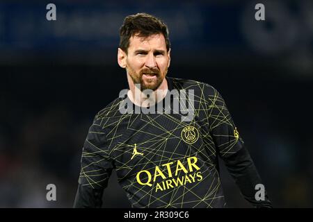 Paris, France. 21st mai 2023. Leo Lionel Messi lors du match de football de la Ligue 1 entre AJ Auxerre (AJA) et Paris Saint Germain (PSG) sur 21 mai 2023 au Stade Abbe Deschamps à Auxerre, France. Crédit : Victor Joly/Alamy Live News Banque D'Images