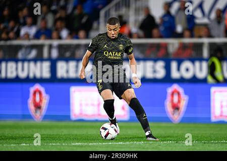 Paris, France. 21st mai 2023. Kylian Mbappe lors du match de football de la Ligue 1 entre AJ Auxerre (AJA) et Paris Saint Germain (PSG) sur 21 mai 2023 au Stade Abbe Deschamps à Auxerre, France. Crédit : Victor Joly/Alamy Live News Banque D'Images