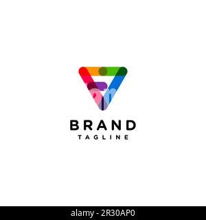 Logo initial F7 coloré. Logo triangle simple et coloré avec initiales F7. Illustration de Vecteur