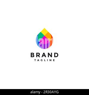 Logo Water Drops coloré. Logo simple trois gouttes d'eau dans une goutte colorée. Illustration de Vecteur