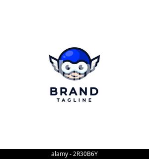 Motif mascotte pour têtes de garçons avec éléments contrastants aile. Joli motif garçon avec un masque bleu et des ailes de chaque côté. Illustration de Vecteur