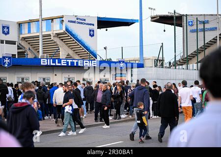 Auxerre, France. 21st mai 2023. Vue générale illustration du stade (ambiance, atmosphère) pendant le match de football Uber Eats de Ligue 1 entre AJ Auxerre (AJA) et Paris Saint Germain (PSG) sur 21 mai 2023 au Stade Abbe Deschamps à Auxerre, France. Photo de Victor Joly/ABACAPRESS.COM crédit: Abaca Press/Alay Live News Banque D'Images