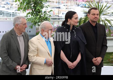 Cannes, France. 22nd mai 2023. CANNES, France sur 21. MAI 2023 ; Robert de Niro, Directeur Martin Scorsese, Lily Gladstone et Leonardo DiCaprio assistent à la photo « les meurtriers de la Lune des fleurs » au festival annuel de Cannes 76th au Palais des Festivals sur 21 mai 2023 à Cannes, France., image et copyright Thierry CARPICO/ATP images (CARPICO Thierry/ATP/SPP) crédit : SPP Sport presse photo. /Alamy Live News Banque D'Images