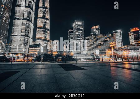 Cityscape at night de Shanghai, Chine Banque D'Images