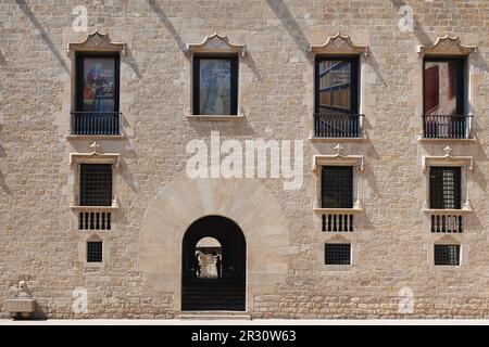 Palau del lloctinent Cour, siège des Archives d'Etat et de la Couronne d'Aragon dans le quartier gothique, Espagne. Banque D'Images