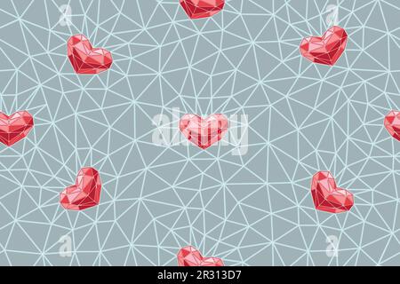 Grille géométrique en maille à partir de triangles et de coeurs - motif sans couture Illustration de Vecteur