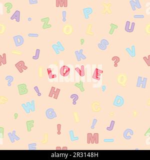 Motif sans couture des lettres multicolores et le mot amour Illustration de Vecteur