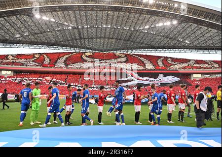 Saitama, Japon. 6th mai 2023. Les joueurs se secouent la main avant le deuxième match de finale de la Ligue des champions de l'AFC entre les diamants rouges Urawa 1-0 Al-Hilal au stade Saitama 2002 à Saitama, Japon, 6 mai 2023. Credit: AFLO/Alay Live News Banque D'Images