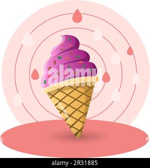 Illustration de la glace. Corne, gaufres, crème, garniture. Conception graphique vectorielle modifiable. Illustration de Vecteur