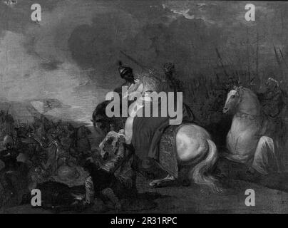 La reine Philippa à la bataille de Neville’s CrossDate : c. 1789 artiste : Benjamin West British, 1738-1820 Banque D'Images